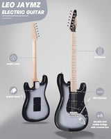 Leo Jaymz 39 Full Size ST Style Electric Guitar Starter Kit with SSH Pickup, 5W Portable Amp, Tuner, Gig Bag, Strap & Accessories (Violet Ocean)