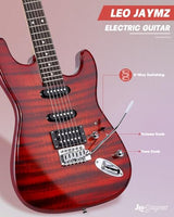 Leo Jaymz 39 Full Size ST Style Electric Guitar Starter Kit with SSH Pickup, 5W Portable Amp, Tuner, Gig Bag, Strap & Accessories (Violet Ocean)