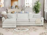 YESHOMY Sectional Modular Sofa U Shaped Chenille Fabric Couch with High Supportive & Soft Sponges and Removable Ottoman, Sleeper Comfy Upholstered Furniture for Living Room, Grey