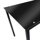 5 Piece Dining Table Set Kitchen 1 Table and 4 Upholstered Chairs Metal Frame Tempered Glass Top Black