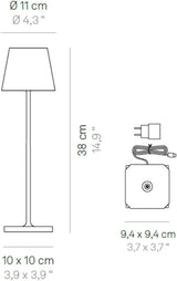 Zafferano Poldina Pro LED Table Lamp (Color: BORDEAUX) Touch On/Off, Touch Dimmable, Powder Coated Aluminum, IP54 Protection, Indoor / Outdoor, Contact Charging Base, USA Plug