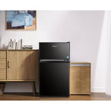 Tacklife Mini Fridge with Freezer 3.1 Cu.ft, Compact Refrigerator 2 Door Low Noise, Energy Saving, LED INSIDE, Upright Fridge fo