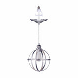 Worth Home Products Instant Pendant Recessed Light Conversion Kit Brushed Nickel Globe Cage Shade with Vintage Bulb | PKN-4030-0030-B