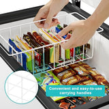 Freezer Wire Baskets, Kitchen Storage Organizer Bins for Chest and Upright Freezer, Refrigerator Dividers Containers with Handles – Pearl White (3)