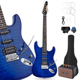 Leo Jaymz 39 Full Size ST Style Electric Guitar Starter Kit with SSH Pickup, 5W Portable Amp, Tuner, Gig Bag, Strap & Accessories (Violet Ocean)