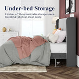 Allewie Queen Size Velvet Bed Frame/Vertical Channel Tufted Wingback Headboard/Upholstered Platform Bed/Strong Wooden Slats/No Box Spring Needed/Easy Assembly/Black