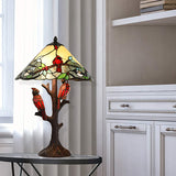 River of Goods 24 Cardinal Triple-Lit Stained Glass Table Lamp