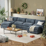 YESHOMY Sectional Modular Sofa U Shaped Chenille Fabric Couch with High Supportive & Soft Sponges and Removable Ottoman, Sleeper Comfy Upholstered Furniture for Living Room, Grey