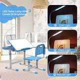 BELANITAS Kids Desk and Chair Set 5-8 Year Old, Desk for Kids Room 8-12, Height-Adjustable Children Desk with 40-Degree Tilted Desktop, Kids Study Desk and Chair Set for School, Green