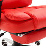 HOMCOM Reclining PU Leather Executive Home Office Chair with Footrest – Red