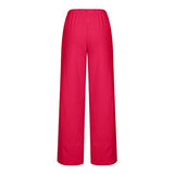 Women’s Cotton Linen Casual Summer Harem Pants Solid Color Loose Wide Leg Pant Comfortable Sweatpants with Pocket
