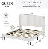 Allewie Queen Size Velvet Bed Frame/Vertical Channel Tufted Wingback Headboard/Upholstered Platform Bed/Strong Wooden Slats/No Box Spring Needed/Easy Assembly/Black