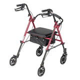 Drive Medical Adjustable Height Aluminum Frame Rollator with 6 Inch Casters, Red?? Last Day For Clearance