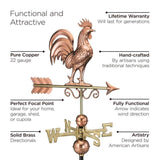 Good Directions Manchester 18 in. x 18 in. x 40 in. Square Vinyl Cupola with Rooster Weathervane
