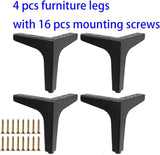 4 Inch Furniture Legs Modern Metal Cabinet Legs Set of 4, Furniture Feet Black Dresser Legs DIY Replacement Feet for Table Sofa Nightstand Chair Couch Ottoman Cabinet