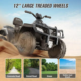 ELEMARA 2 Seater Kids ATV, 4 Wheeler Quad Electric Vehicle with 10AH Battery, 4mph Max Speed, 2 Charging Ports, LED Headlights, Music, Radio, 12V Battery Powered Ride on Car for Boys & Girls, Green