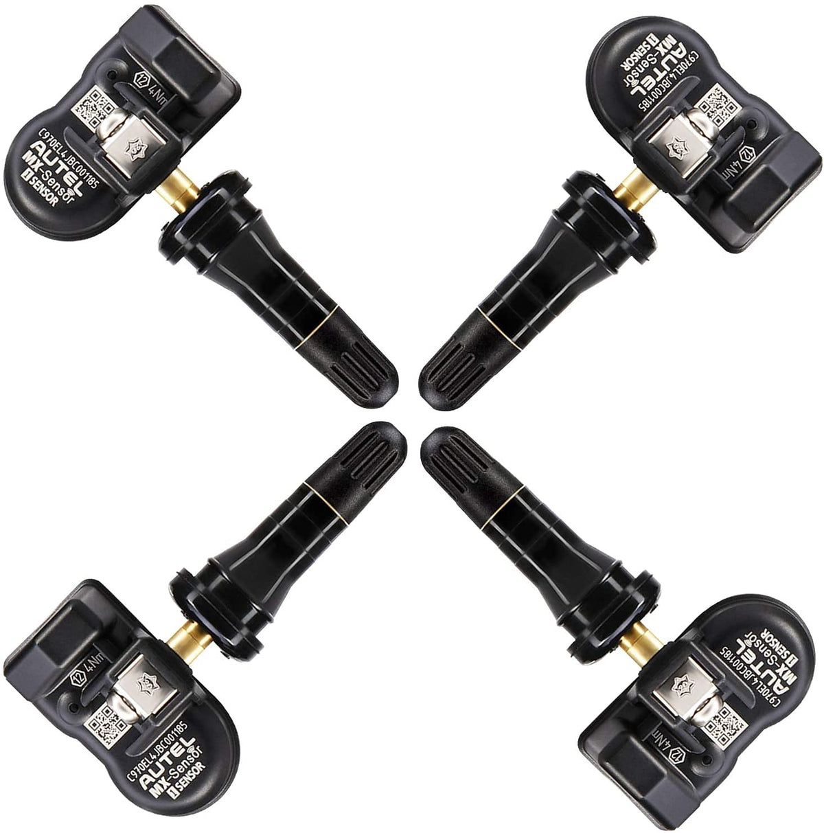 Autel TPMS Sensor MX-Sensor TPS218-315MHz+433MHz 2 in 1 Dual Frequency Replaced OEM Tire Pressure Sensor Universal Programmable Screw-in Sensor Sets of 4 (Rubber Valves)