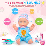 Baby Doll Toys Set, 14 Doll Toys, 25Pcs Dolls Care Toy Playset, Toddlers Toy Doll Set Incl Cradle Crib, High Chair, Milk Bottle, Pacifier, Diaper, Baby Gift for Age 3 4 5 6+ Years Old Girls Boys