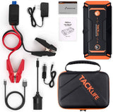Tacklife T8 Pro 1200A Peak 18000mAh Water-Resistant Car Jump Starter with LCD Screen, Orange