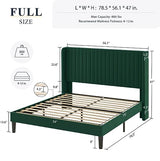 Allewie Queen Size Velvet Bed Frame/Vertical Channel Tufted Wingback Headboard/Upholstered Platform Bed/Strong Wooden Slats/No Box Spring Needed/Easy Assembly/Black