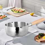 CUTICATE Japanese Saucepan Sauce Pan Universal Stoves Noodles Pasta Long Handle Stovepot Cooking Pot for Hiking Indoor Outdoor Camping 18cm