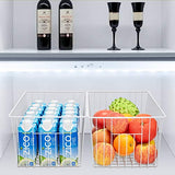 Freezer Wire Baskets, Kitchen Storage Organizer Bins for Chest and Upright Freezer, Refrigerator Dividers Containers with Handles – Pearl White (3)