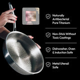 2025 Upgraded Titancore Frying Pan 10, Titancore Titanium Frying Pan, 100% Titanium Pro Hammered Pans for Cooking, Naturally Non-Stick with Minimum Oil & with Lid (10.23in, No Lid)