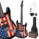 Leo Jaymz 39 Full Size ST Style Electric Guitar Starter Kit with SSH Pickup, 5W Portable Amp, Tuner, Gig Bag, Strap & Accessories (Violet Ocean)