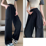 Womens High Waisted Cargo Pants Quick Dry Drawstring Stretch Wide Leg Sweatpants Baggy Casual Streetwear Y2k Trousers