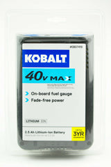 Kobalt 40-Volt 2.5Ah Amp Hours Rechargeable Lithium Ion (Li-Ion) Cordless Power Equipment Battery