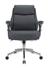 Realspace Modern Comfort Series Keera Bonded Leather Mid-Back Chair, Gray/Chrome, Silver