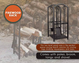 Juvale Firewood Rack with 4 Fireplace Tools – Fireplace Log Holder for Indoor An