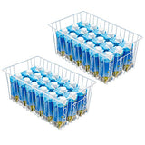 Freezer Wire Baskets, Kitchen Storage Organizer Bins for Chest and Upright Freezer, Refrigerator Dividers Containers with Handles – Pearl White (3)