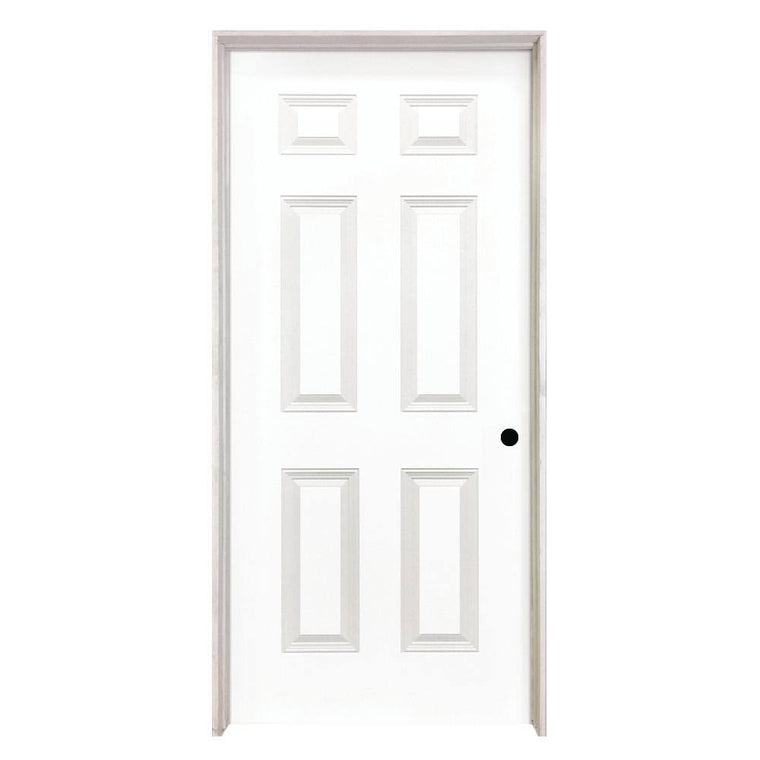 Steves u0026 Sons 28 in. x 80 in. 6-Panel Textured Hollow Core White Primed Composite Single Prehung Interior Door