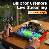 Podcast Microphone Bundle with Live Sound Card Audio Mixer, Podcast Equipment Bundle with 3.5mm Condenser Microphone for Pc/Phone Live Streaming Singing Gaming, Sound Board with Voice Changer, Denoise