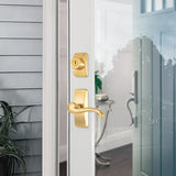 Ideal Security Door Lever with Deadbolt Lock for Storm and Screen Doors, Satin Gold