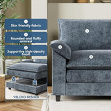 YESHOMY Sectional Modular Sofa U Shaped Chenille Fabric Couch with High Supportive & Soft Sponges and Removable Ottoman, Sleeper Comfy Upholstered Furniture for Living Room, Grey