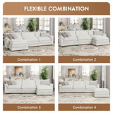 YESHOMY Sectional Modular Sofa U Shaped Chenille Fabric Couch with High Supportive & Soft Sponges and Removable Ottoman, Sleeper Comfy Upholstered Furniture for Living Room, Grey