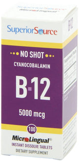 Superior Source No Shot Vitamin B12 Tablets, 5000 mcg, 100 Count