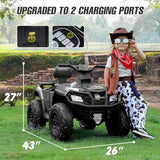 ELEMARA 2 Seater Kids ATV, 4 Wheeler Quad Electric Vehicle with 10AH Battery, 4mph Max Speed, 2 Charging Ports, LED Headlights, Music, Radio, 12V Battery Powered Ride on Car for Boys & Girls, Green