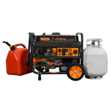 Wen DF475T 4750-Watt 120V/240V Dual Fuel Portable Generator with Wheel Kit and Electric Start – Carb Compliant