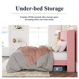 Allewie Queen Size Velvet Bed Frame/Vertical Channel Tufted Wingback Headboard/Upholstered Platform Bed/Strong Wooden Slats/No Box Spring Needed/Easy Assembly/Black