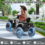 ELEMARA 2 Seater Kids ATV, 4 Wheeler Quad Electric Vehicle with 10AH Battery, 4mph Max Speed, 2 Charging Ports, LED Headlights, Music, Radio, 12V Battery Powered Ride on Car for Boys & Girls, Green