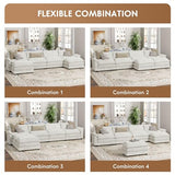YESHOMY Sectional Modular Sofa U Shaped Chenille Fabric Couch with High Supportive & Soft Sponges and Removable Ottoman, Sleeper Comfy Upholstered Furniture for Living Room, Grey