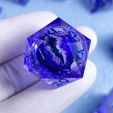 Sharp Edge Resin DND Dice Set Handmade Quicksand Liquid 7 Pcs Polyhedral RPG Dice with Box for Dungeons and Dragons Gifts D and D Role Playing Dice Games (Styles 12 Quicksand Blue)